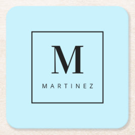 Custom Marvely Monogram Light Blue Rechteckiger Pappuntersetzer