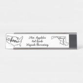 Custom Maryland Staat US Zuhause Line Art Schreibtischnamensplakette (Vorderseite )