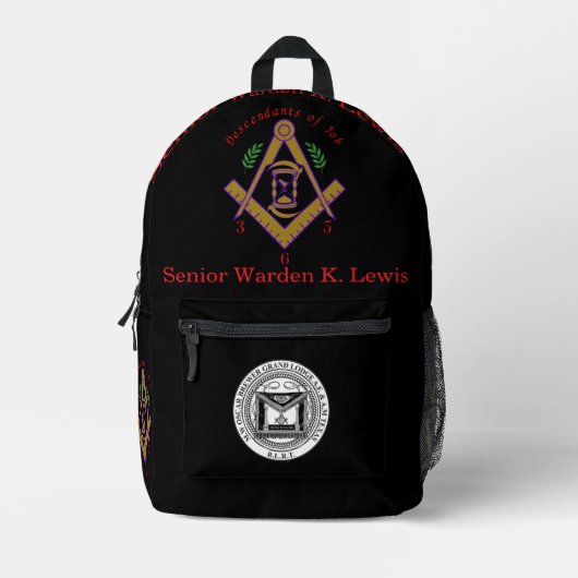 Custom Masonic Lodge Backpack Bedruckter Rucksack (Vorderseite)