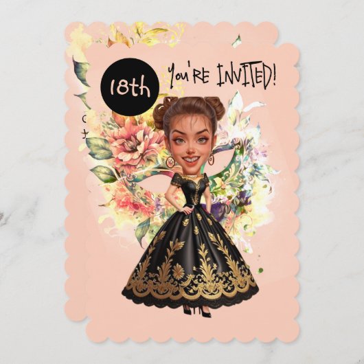 Custom Masquerade 18. Geburtstag Bash Einladung (Vorne/Hinten)