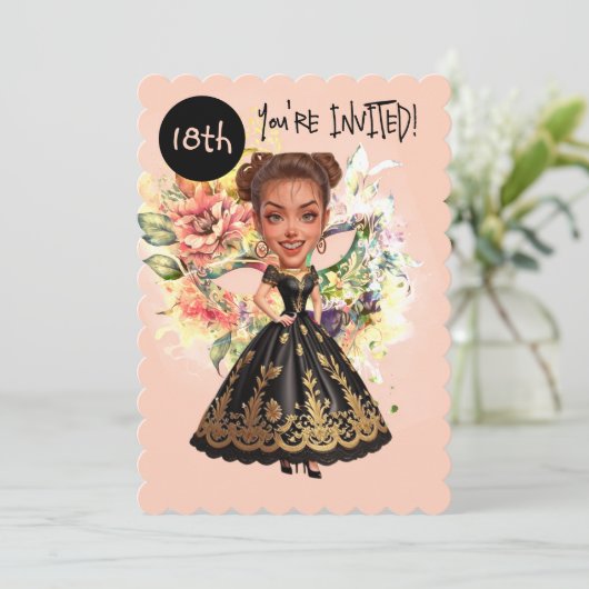 Custom Masquerade 18. Geburtstag Bash Einladung (Stehend Vorderseite)