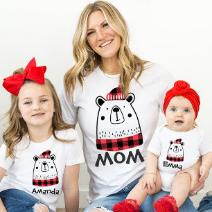 Custom Matching Family Weihnachten Kariert Bären F T-Shirt
