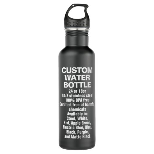 Custom MATTE BLACK 24oz Steel Water Flasche Edelstahlflasche (Vorderseite)