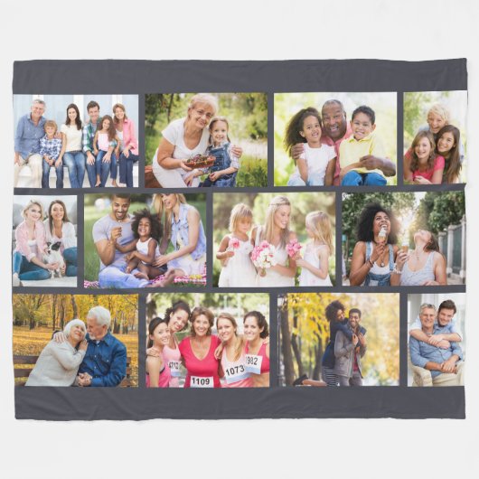Custom Mauerwerk Collage - Grau 12 Foto Fleecedecke (Vorderseite (Horizontal))