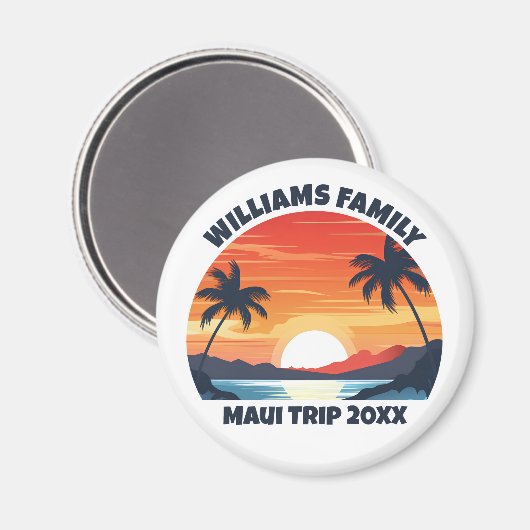 Custom Maui Trip Cool Sunrise Palm Trees Magnet (Vorderseite/Rückseite)