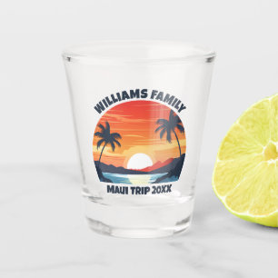 Custom Maui Trip Cool Sunrise Palm Trees Schnapsglas