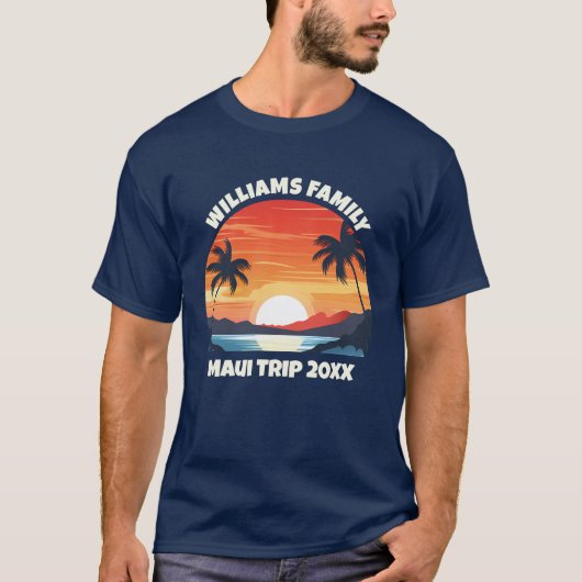 Custom Maui Trip Cool Sunrise Palm Trees T-Shirt (Vorderseite)