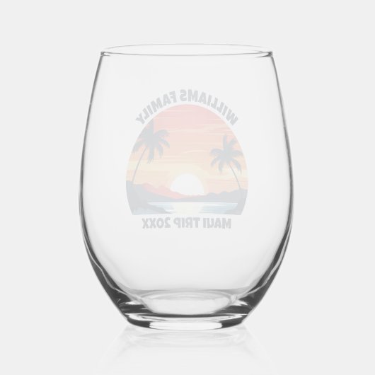 Custom Maui Trip Sunrise Palm Trees Keepake Weinglas Ohne Stiel (Rückseite)