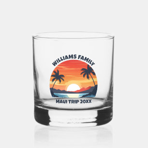Custom Maui Trip Sunrise Palm Trees Keepake Whiskyglas