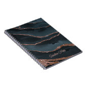 Custom Mauve Rose Gold Dark Blue Marmor Muster Notizblock (Rechte Seite)