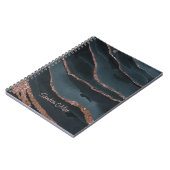 Custom Mauve Rose Gold Dark Blue Marmor Muster Notizblock (Linke Seite)