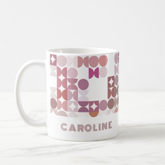 Custom Mauve Taupe Blush Pink Angesagt Art Muster Kaffeetasse (Links)