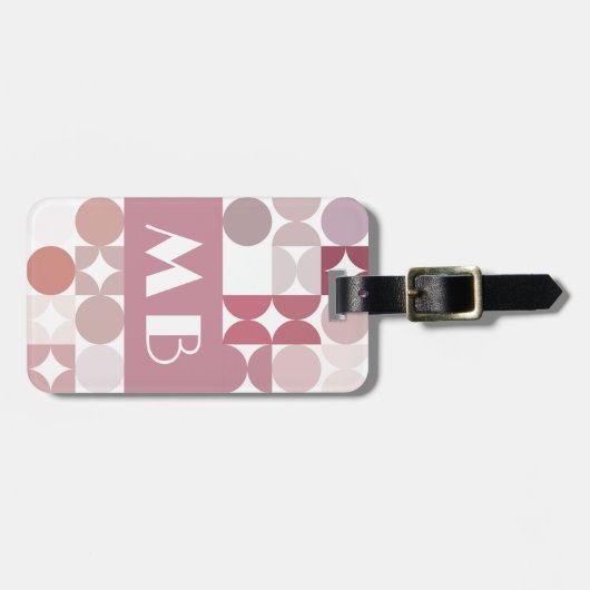 Custom Mauve Taupe Blush Pink Retro Art Muster Gepäckanhänger (Vorderseite horizontal)