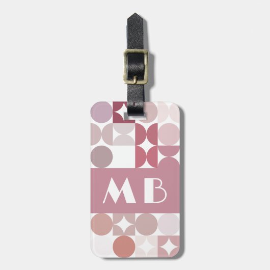 Custom Mauve Taupe Blush Pink Retro Art Muster Gepäckanhänger (Vorderseite vertikal)
