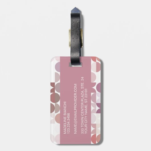 Custom Mauve Taupe Blush Pink Retro Art Muster Gepäckanhänger (Rückseite vertikal)