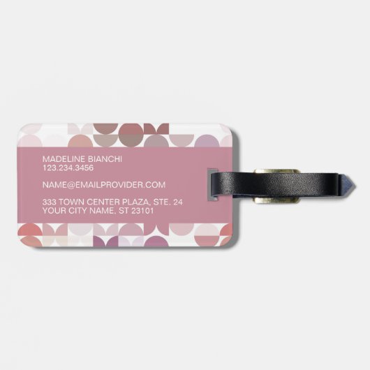 Custom Mauve Taupe Blush Pink Retro Art Muster Gepäckanhänger (Rückseite horizontal)