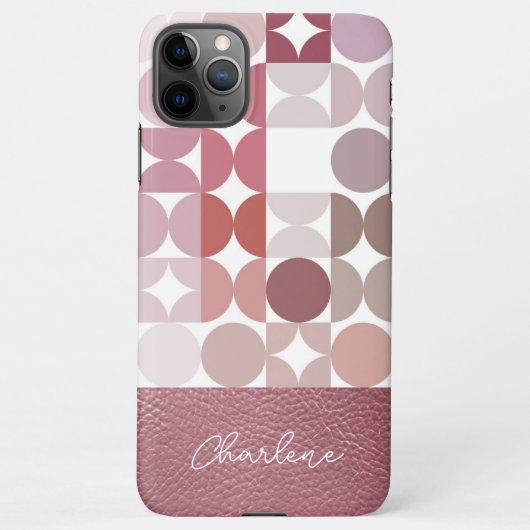 Custom Mauve Taupe Blush Pink Retro Art Muster iPhone Hülle (Rückseite)