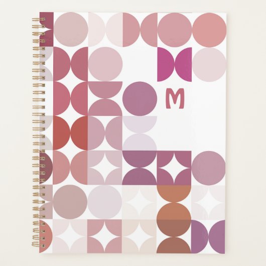 Custom Mauve Taupe Blush Pink Retro Art Muster Planer (Vorderseite)