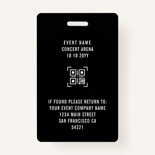 Custom Media Event Staff All Access Pass QR Code Ausweis (Rückseite)