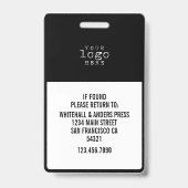 Custom Media Pass Photo ID Business Logo | Black Ausweis (Rückseite)