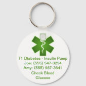Custom Medical Alert Keychain Green Schlüsselanhänger (Vorderseite)