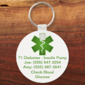 Custom Medical Alert Keychain Green Schlüsselanhänger (Vorderseite)