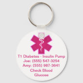 Custom Medical Alert Keychain Pink Schlüsselanhänger (Vorderseite)