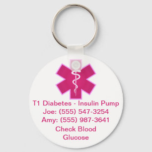 Custom Medical Alert Keychain Pink Schlüsselanhänger