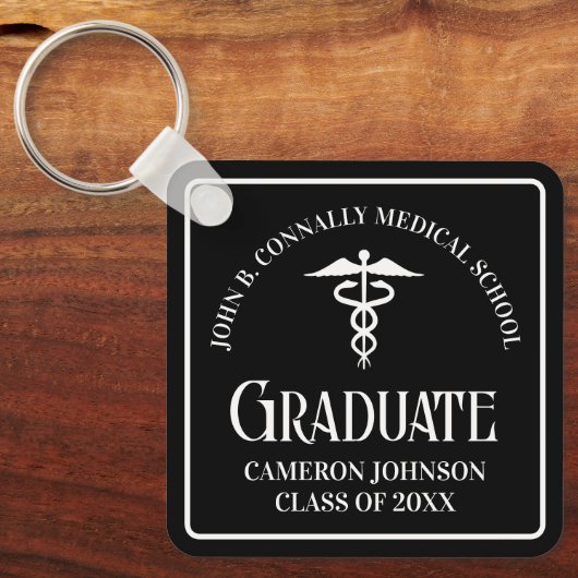 Custom Medical School Black Graduation Keepsake Schlüsselanhänger (Vorderseite)