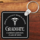 Custom Medical School Black Graduation Keepsake Schlüsselanhänger (Rückseite)