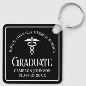 Custom Medical School Black Graduation Keepsake Schlüsselanhänger (Rückseite)