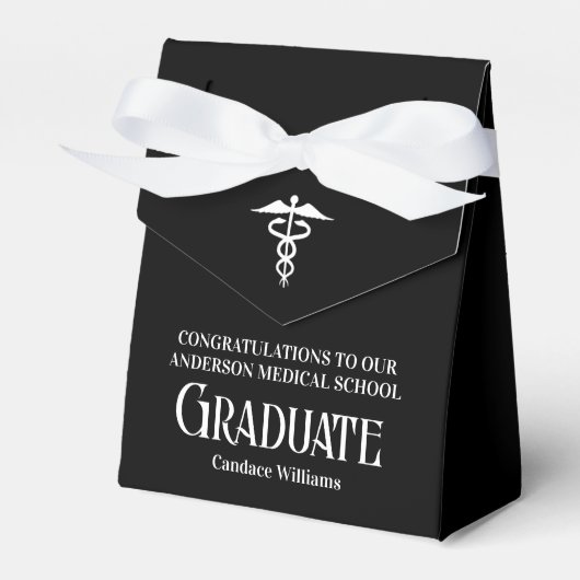 Custom Medical School Black White Graduation Party Geschenkschachtel (Vorderseite)