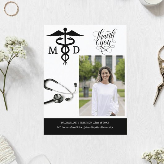 Custom Medical School Graduation Party Danke Postkarte
