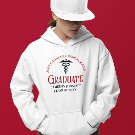 Custom Medical School Red Script Abschluss Hoodie