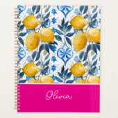 Custom Mediterranean Lemon Pattern Planner Planer (Vorderseite)