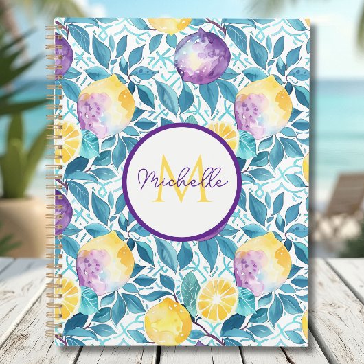 Custom Mediterranean Lemon Pattern Planner Planer