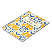 Custom Mediterranean Lemons on Blue scallop Recipe Notizblock (Linke Seite)