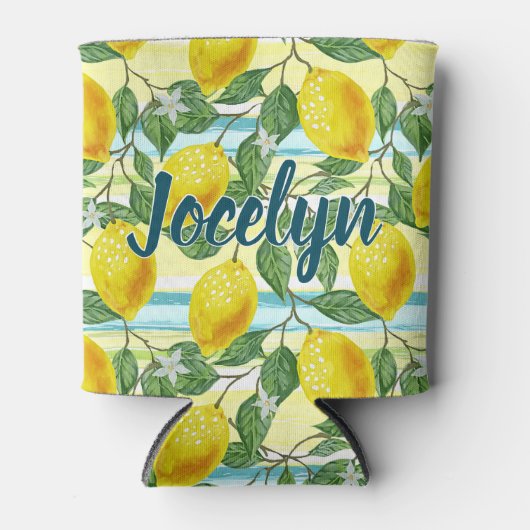 Custom Mediterranean Summer Lemon Fruchtmuster Dosenkühler (Vorderseite)