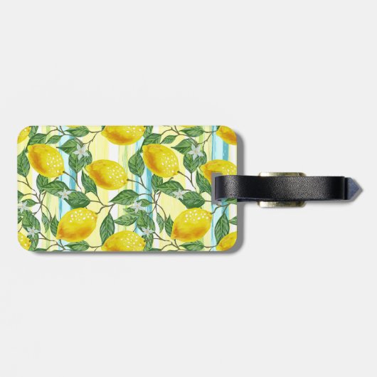 Custom Mediterranean Summer Lemon Fruchtmuster Gepäckanhänger (Rückseite horizontal)