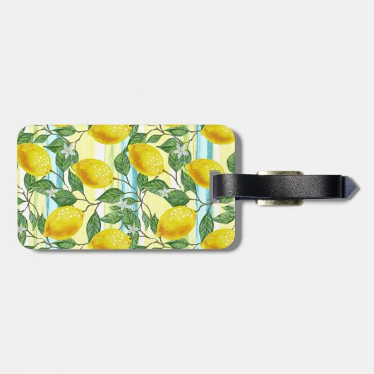 Custom Mediterranean Summer Lemon Fruchtmuster Gepäckanhänger (Rückseite horizontal)