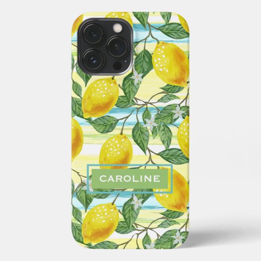 Custom Mediterranean Summer Lemon Fruchtmuster iPhone Hülle (Rückseite)