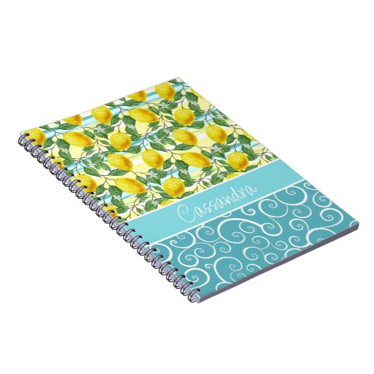 Custom Mediterranean Summer Lemon Fruchtmuster Notizblock (Rechte Seite)
