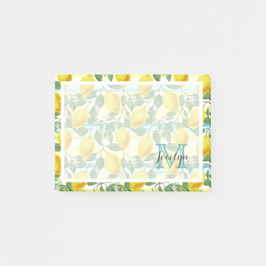 Custom Mediterranean Summer Lemon Fruchtmuster Post-it Klebezettel (Vorderseite)