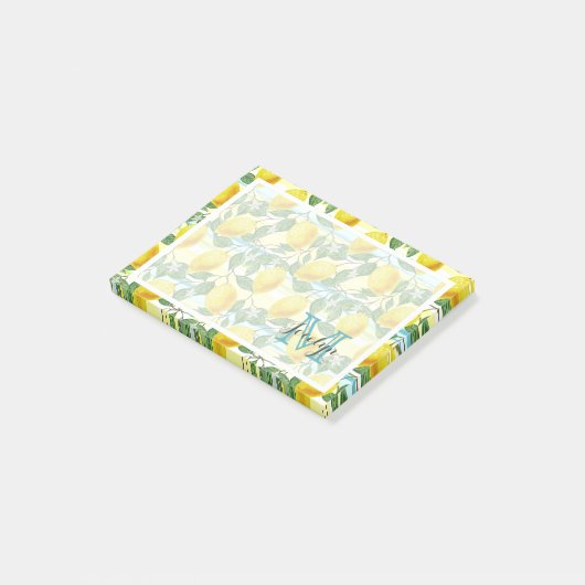 Custom Mediterranean Summer Lemon Fruchtmuster Post-it Klebezettel (angewinkelt)