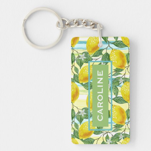 Custom Mediterranean Summer Lemon Fruchtmuster Schlüsselanhänger (Vorderseite)