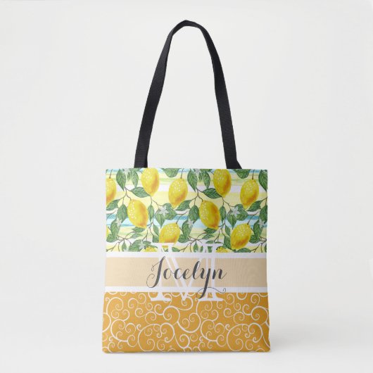 Custom Mediterranean Summer Lemon Fruchtmuster Tasche (Vorderseite)