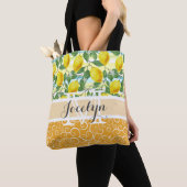 Custom Mediterranean Summer Lemon Fruchtmuster Tasche (Von Nahem)
