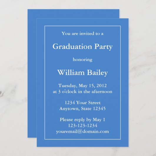 Custom Medium Blue Einladung (Vorne/Hinten)