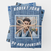 Custom Meilenstein Golden Birthday Denim Geschenkpapier Set (Beispiel)