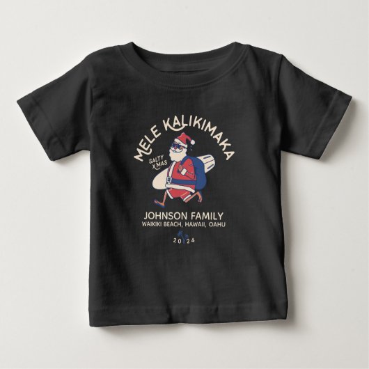 Custom Mele Kalikimaka Santa Hawaiian Weihnachten Baby T-shirt (Vorderseite)